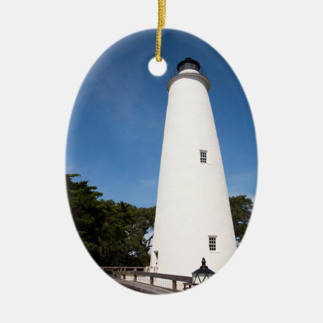 Ocracoke Island Leuchtturm Keramik Ornament (Vorne)