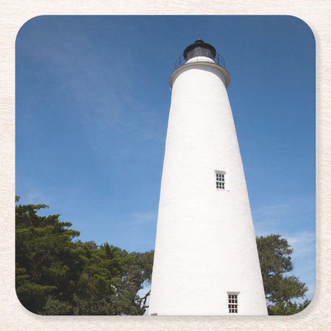 Ocracoke Island Leuchtturm Rechteckiger Pappuntersetzer (Vorderseite)