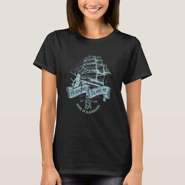 Ocracoke Island North Carolina Est 1715 Nautical P T-Shirt (Vorderseite)
