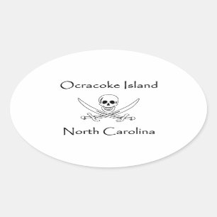 Ocracoke Island North Carolina Pirate Logo Ovaler Aufkleber