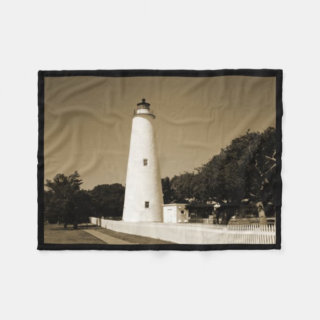 Ocracoke-Leuchtturm Fleecedecke (Vorderseite (Horizontal))