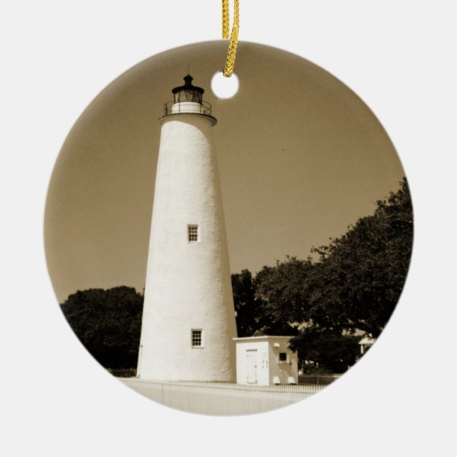 Ocracoke-Leuchtturm Keramikornament (Vorne)