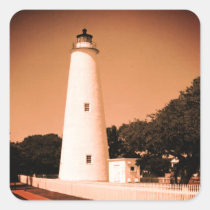 Ocracoke Lighthouse Quadratischer Aufkleber