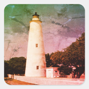 Ocracoke Lighthouse Quadratischer Aufkleber