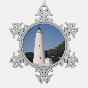 Ocracoke Lighthouse Schneeflocken Zinn-Ornament