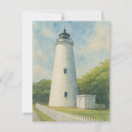 Ocracoke Lighthouse Wasserfarbe Mitteilungskarte