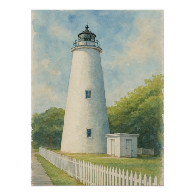 Ocracoke Lighthouse Watercolor Poster (Vorderseite)