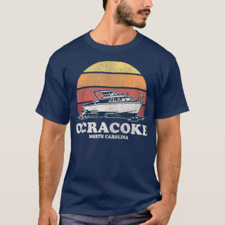 Ocracoke NC Vintag Bootfahren 70er Retro-Boot T-Shirt