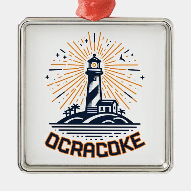 Ocracoke North Carolina Lighthouse Sunrise Ornament Aus Metall (Vorne)