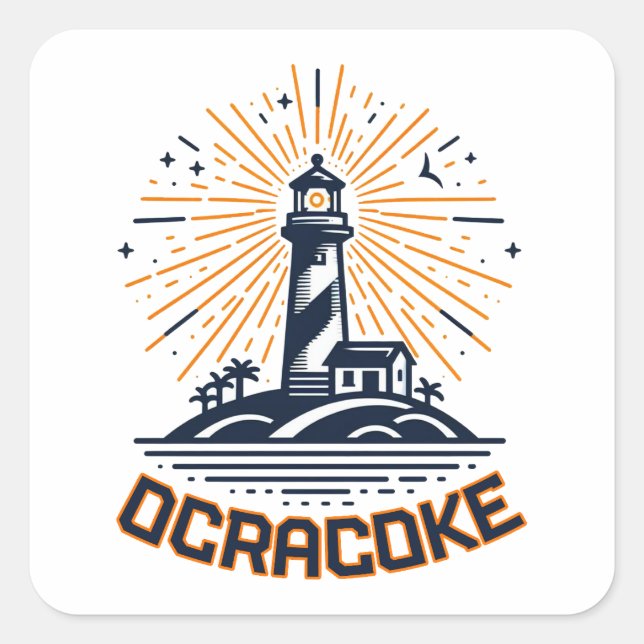 Ocracoke North Carolina Lighthouse Sunrise Quadratischer Aufkleber (Vorderseite)