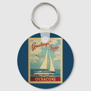 Ocracoke Sailboat Vintage Reise North Carolina Schlüsselanhänger