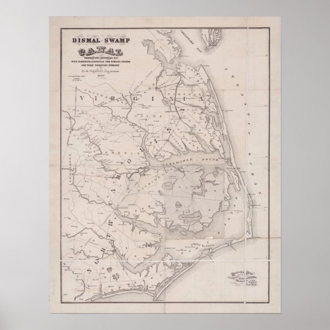 Ocracoke Virginia 1867 Antike Karte Poster (Vorne)