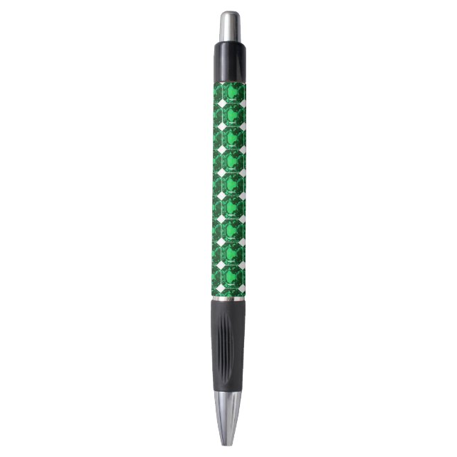 Octagon Emerald Kugelschreiber (Vorderseite Vertikal)