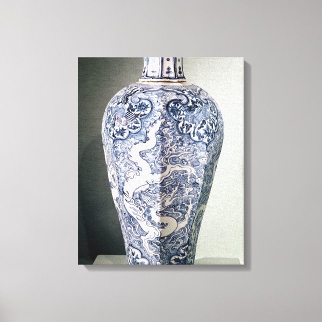 Octagonal 'Mei- P'ing Vase mit Weiß Leinwanddruck (Vorderseite)