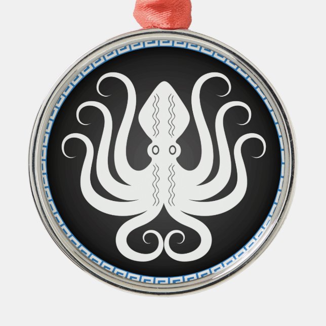Octapus Schild Silbernes Ornament (Vorne)