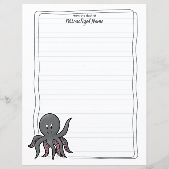 Octavia Octopus Lined Paper Sheets (Vorderseite)