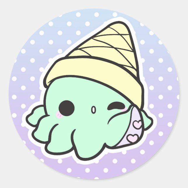 Octi-Cream-Aufkleber Runder Aufkleber (Vorderseite)