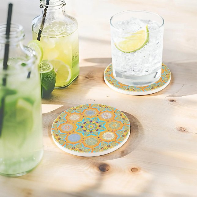 Octo heller arabesque maurische Mandarine Stil Getränkeuntersetzer (Von Creator hochgeladen)