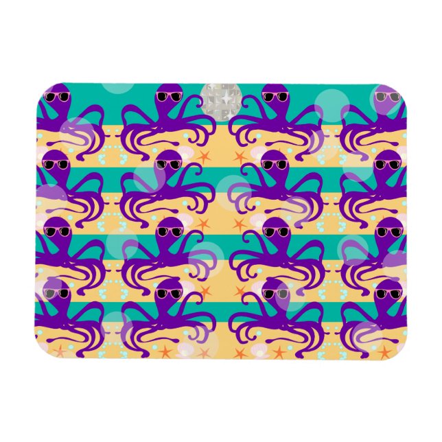 Octo Party Octopus Muster Magnet (Horizontal)