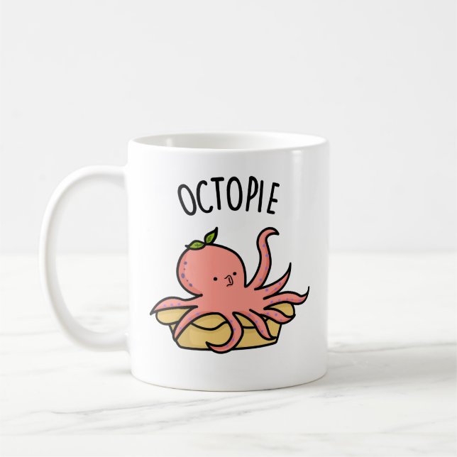 Octo-Pie Funny Octopus Pie Pun Kaffeetasse (Links)
