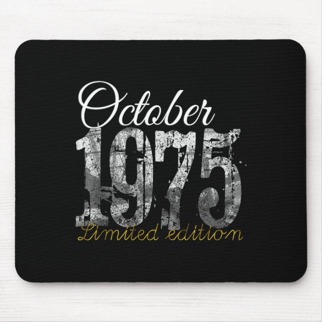 October 1975 Tee 50 Year Old Shirt 1975 50th Birth Mousepad (Vorne)