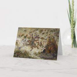 October Fun Whimsical Autumn Forest Animals  Karte