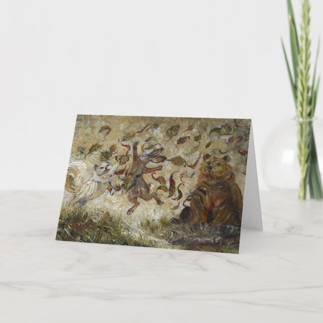 October Fun Whimsical Autumn Forest Animals  Karte (Vorderseite)