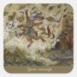 October Fun Whimsical Autumn Forest Animals  Quadratischer Aufkleber