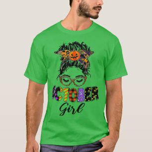 October-Mädchen Halloween Unordentlicher Knoten Oc T-Shirt