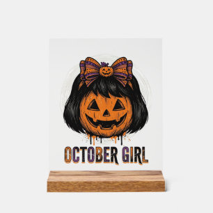 October Mädchen Kürbis Bogen Halloween Vektor Desi Acrylschild