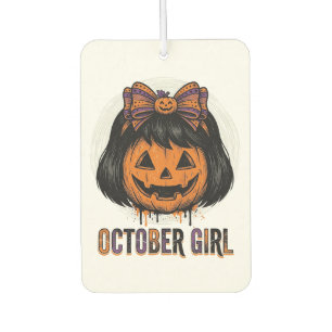October Mädchen Kürbis Bogen Halloween Vektor Desi Autolufterfrischer