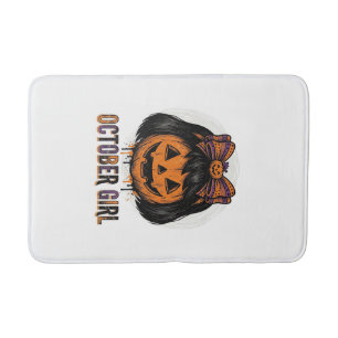 October Mädchen Kürbis Bogen Halloween Vektor Desi Badematte