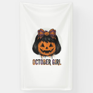 October Mädchen Kürbis Bogen Halloween Vektor Desi Banner