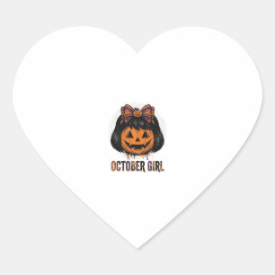 October Mädchen Kürbis Bogen Halloween Vektor Desi Herz-Aufkleber