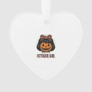 October Mädchen Kürbis Bogen Halloween Vektor Desi Ornament