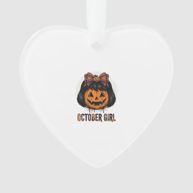October Mädchen Kürbis Bogen Halloween Vektor Desi Ornament (Vorderseite)