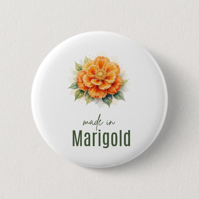 October Marigold  Birth Flower Flat Thank You  Button (Vorderseite)