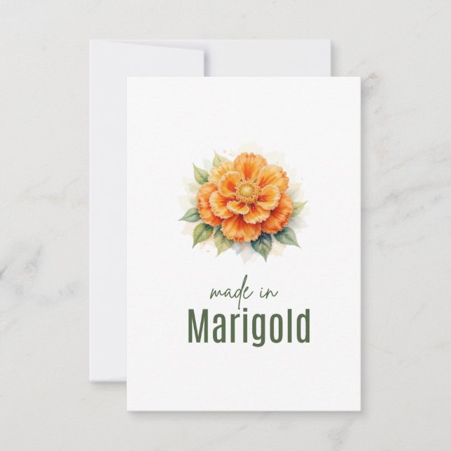 October Marigold  Birth Flower Flat Thank You Card Dankeskarte (Vorderseite)