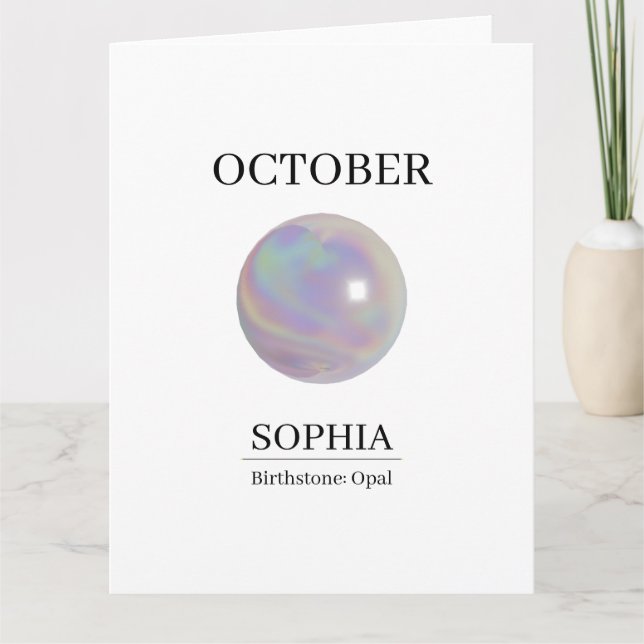 October Opal Personalized Birthday Card Karte (Vorderseite)