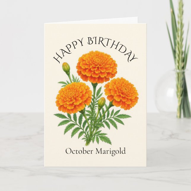 October Ringelblumen Geburtstag Karte (Vorderseite)