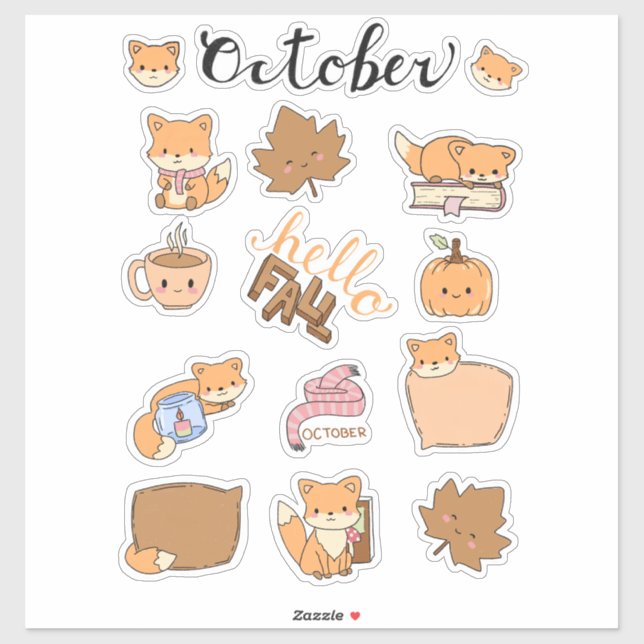 October Sticker Sheet - Forest Foxes & Fall Magic (Blatt)