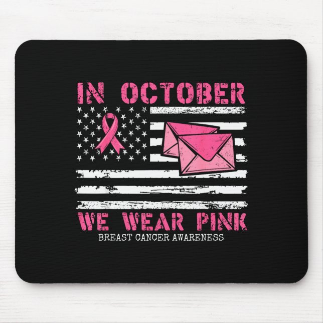 October We Wear Nk Breast Cancer Awareness Stal Wo Mousepad (Vorne)