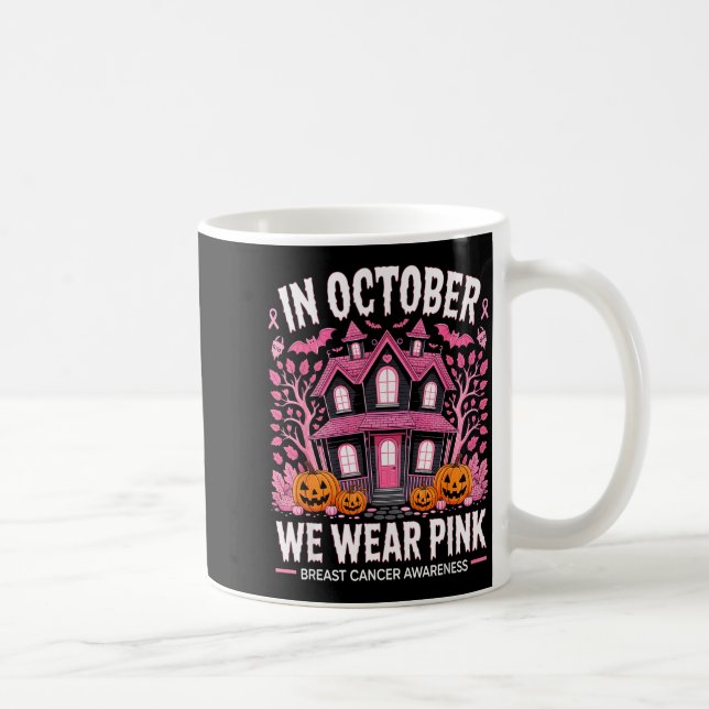 October We Wear Nk Breast Cancer Halloween Men Wom Kaffeetasse (Rechts)