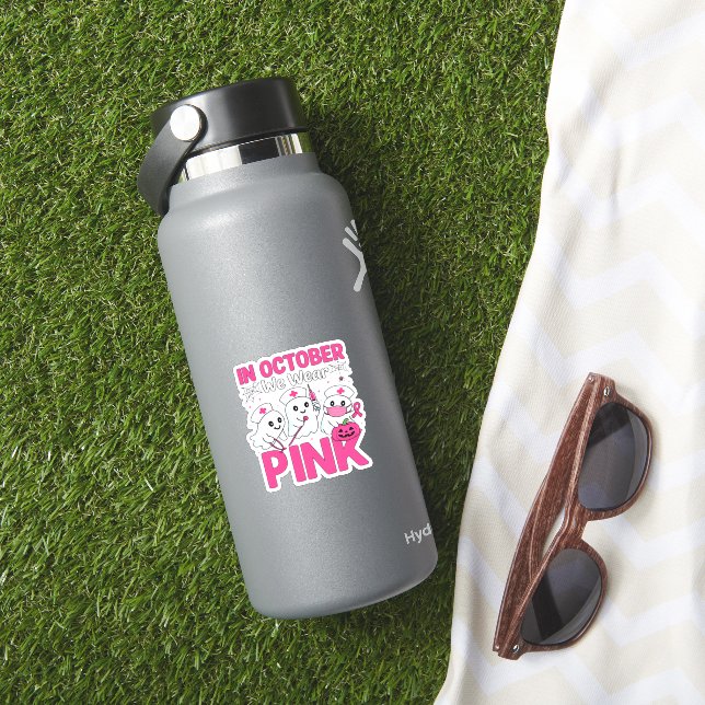 October We Wear Pink Nurse Breast Cancer Awareness Aufkleber (HydroFlask Insitu)
