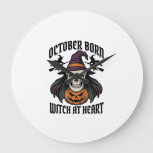 October-Zauberhemd Vintage-Halloween-Geburtstags-D Große Wanduhr