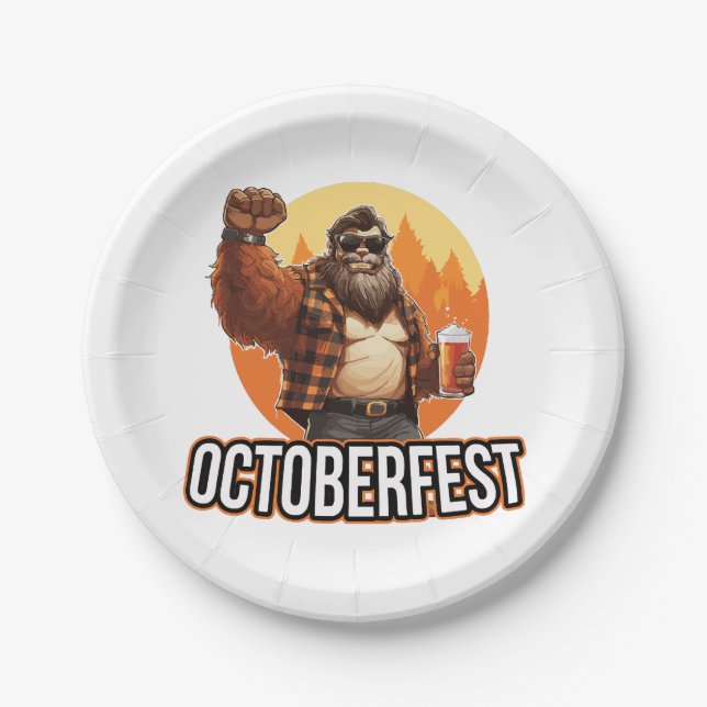 Octoberfest Bigfoot Pappteller (Vorderseite)