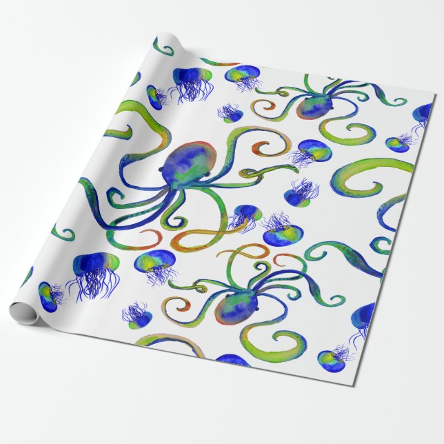 OctoJelly Sea Creature Anpassbare Wrapping Paper Geschenkpapier (Ungerollt)