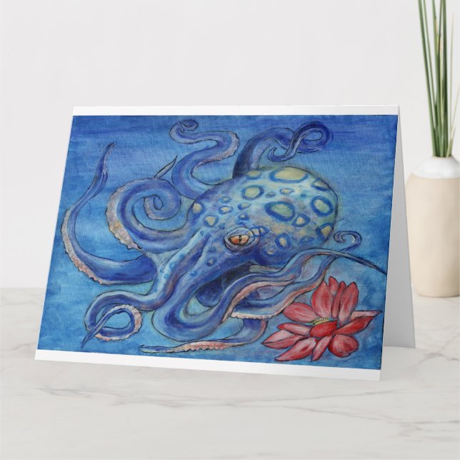 "Octopalotus" - Oktopus mit Lotus-Grußkarte Karte (Vorderseite)