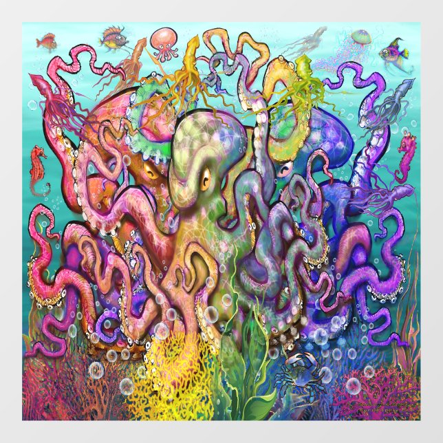 Octopi Fensteraufkleber (Blatt)