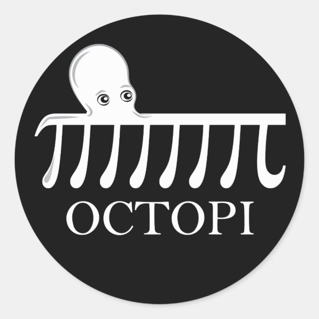 Octopi - Funny Pi Octopus Math Runder Aufkleber (Vorderseite)